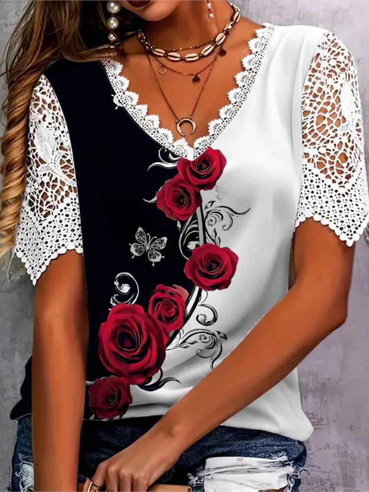 Floral Lace Crochet Tee | MzStar Fashion | view 2