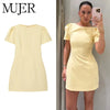 Yellow Pleated Party Mini Dress | MzStar Fashion