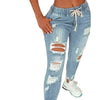 Drawstring Ripped Pencil Jeans | MzStar Fashion | view 6
