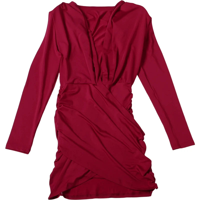 Ruched Deep-V Bodycon Dress | MzStar Fashion | view 6