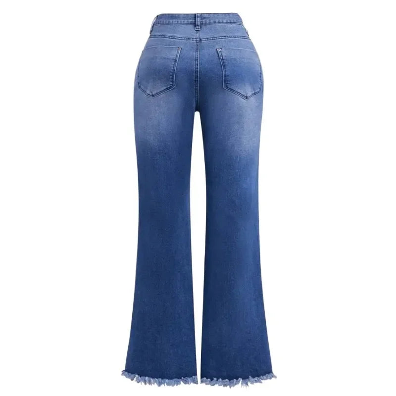 Embroidered Bell-Bottom Jeans | MzStar Fashion | view 4