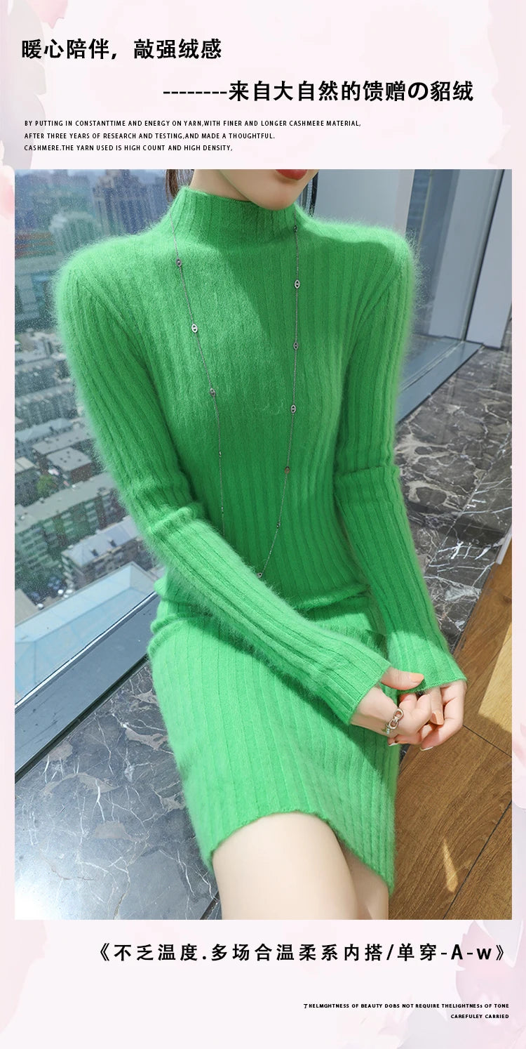High-Neck Knit Sweater Dress | MzStar Fashion | view 4