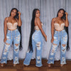 Splice Ripped Straight Jeans | MzStar Fashion