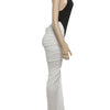 Contrast Patchwork Halter Maxi Dress | MzStar Fashion | view 8