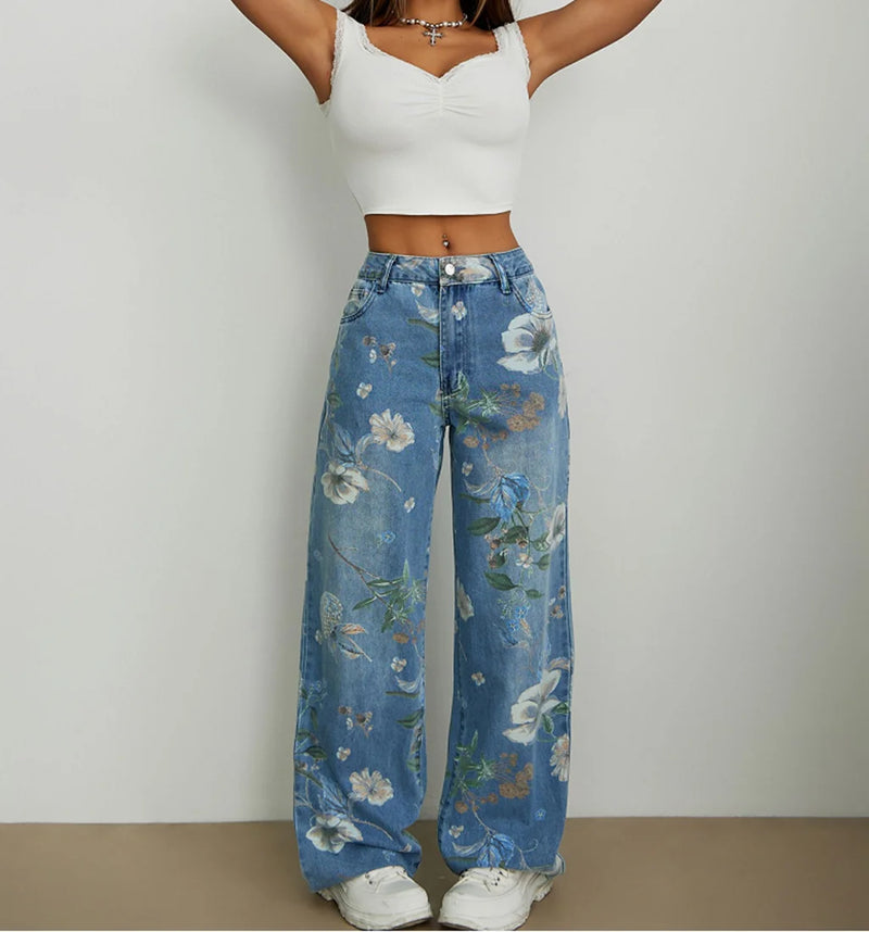 Printed Low-Rise Straight Jeans | MzStar Fashion | view 7