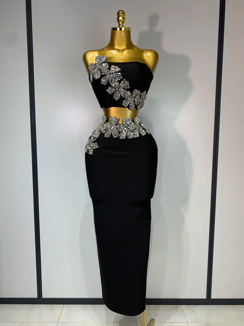 Flower Diamond Bandage Maxi Set | MzStar Fashion