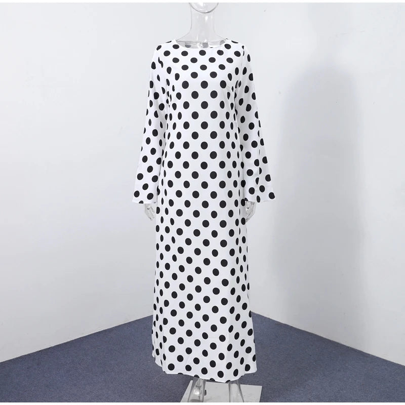 Black Dot High-Neck Maxi Dress | MzStar Fashion | view 7