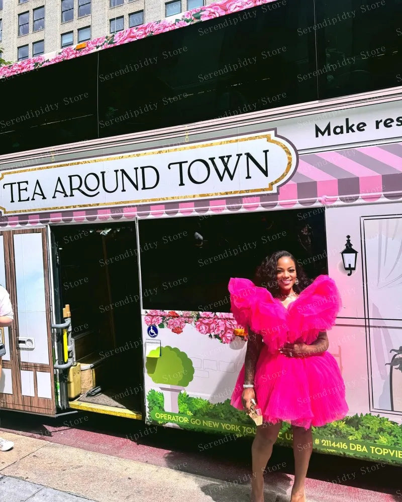 Hot Pink Ruffle Organza Mini Dress | MzStar Fashion | view 8