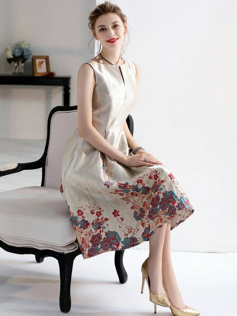 Jacquard A-Line Midi Dress | MzStar Fashion | view 3