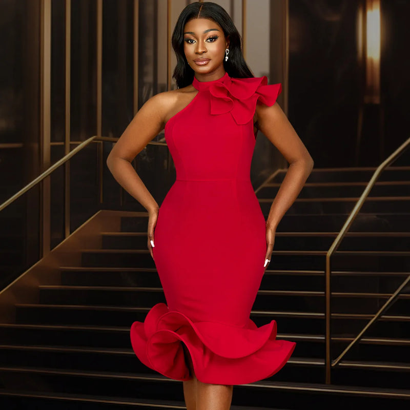 Plus-Size Lace One-Shoulder Dress | MzStar Fashion