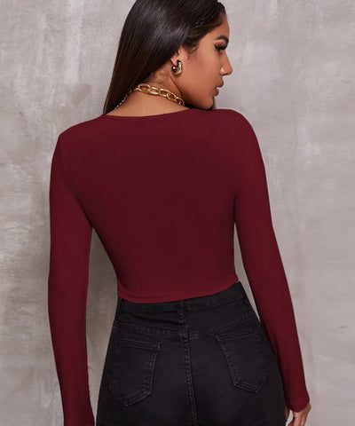 Double-Zip Ribbed Crop Top
