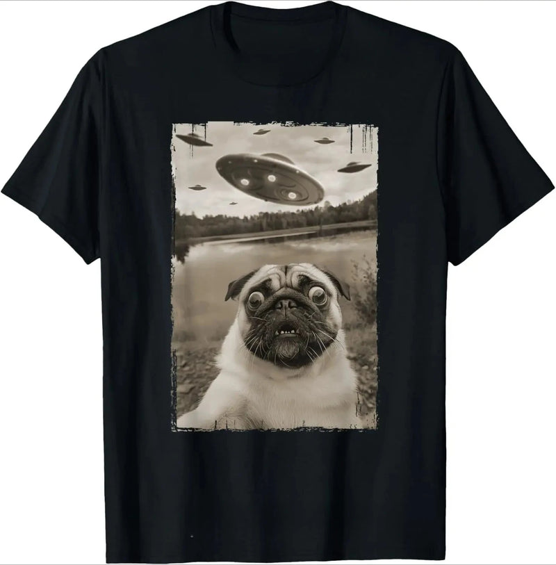 Pug UFO Graphic Tee | MzStar Fashion | view 4