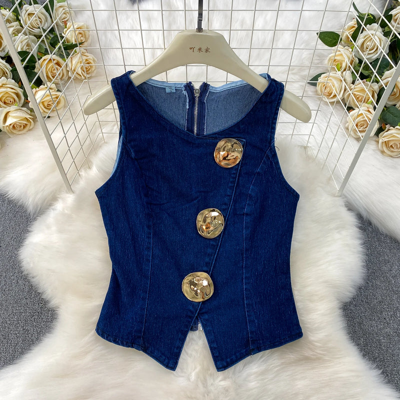 Denim Vest & Wide-Leg Set | MzStar Fashion | view 3