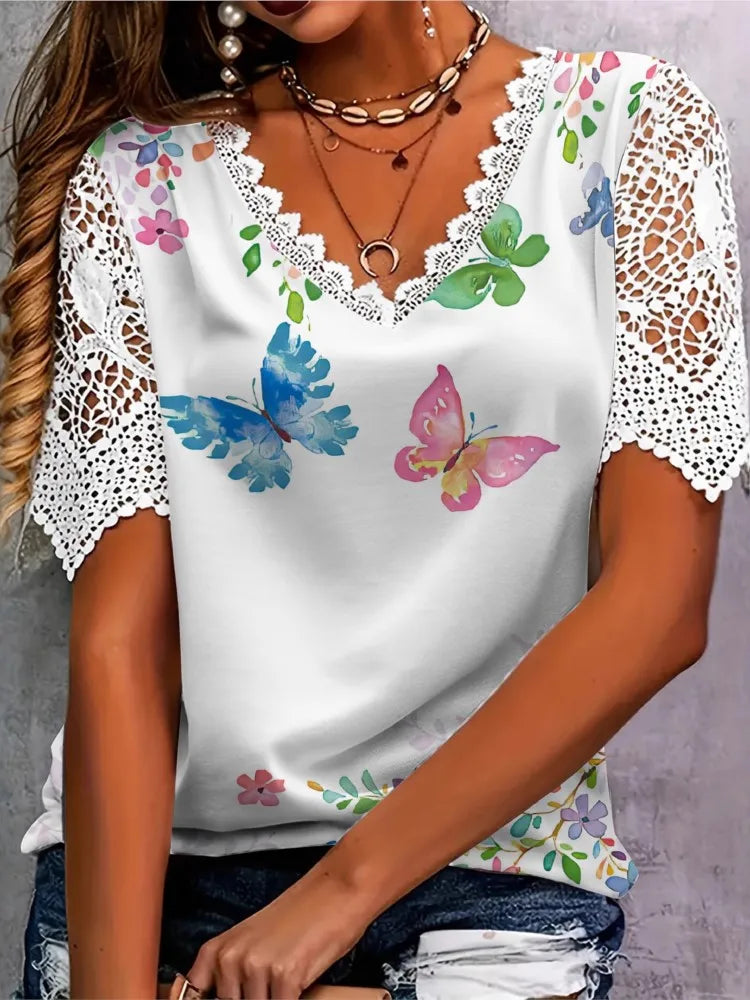 Floral Lace Crochet Tee | MzStar Fashion | view 3