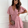 Cross-Strap Ruffle Chiffon Dress | MzStar Fashion