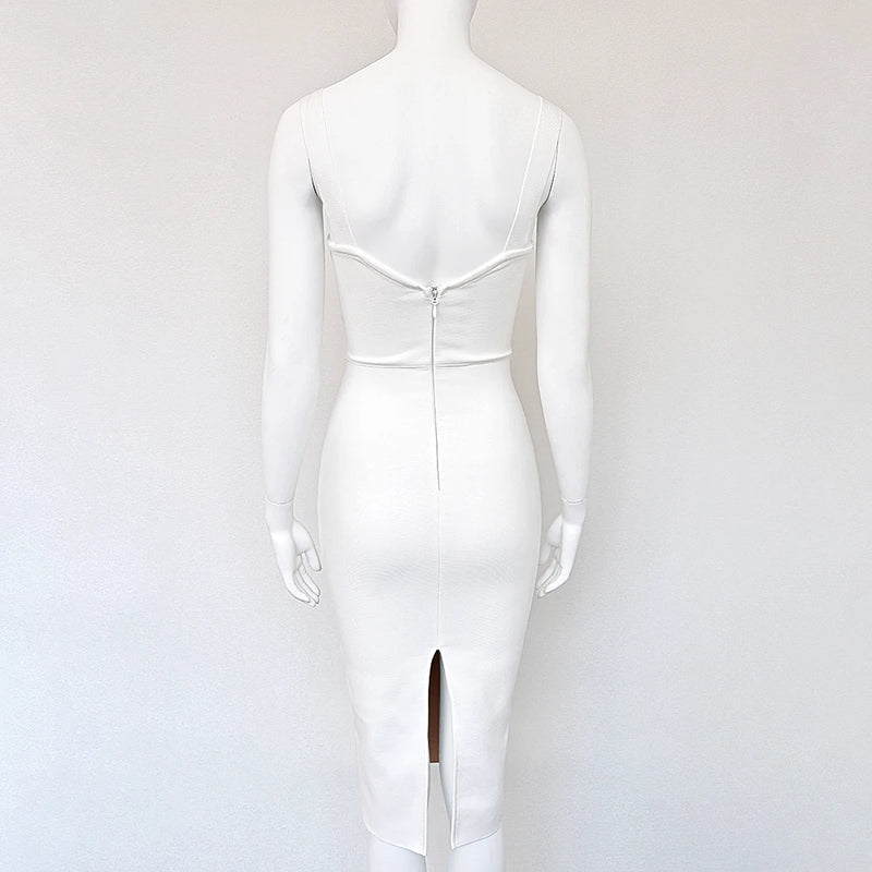 Contrast Lace Bandage Midi Dress | MzStar Fashion | view 5