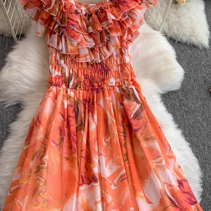 Lace Trim Tiered Midi Dress | MzStar Fashion | view 8