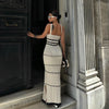 Striped Knit Halter Maxi Dress | MzStar Fashion | view 4