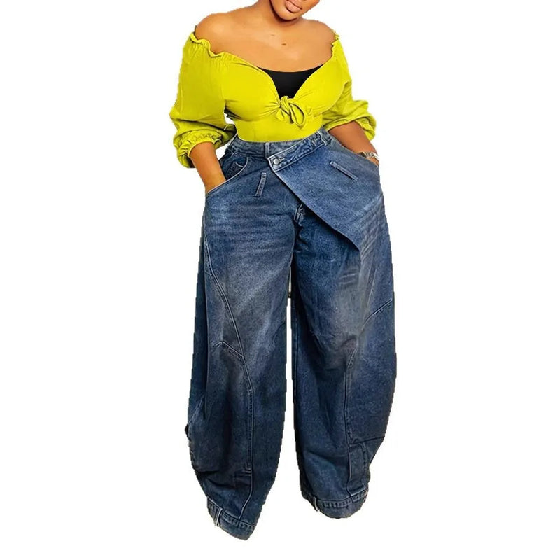 Washed Wide-Leg Mom Jeans | MzStar Fashion | view 4