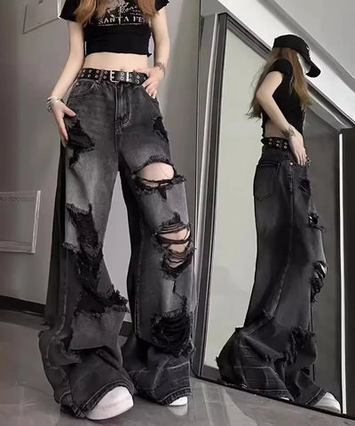 Distressed Bell-Bottom Jeans | MzStar Fashion