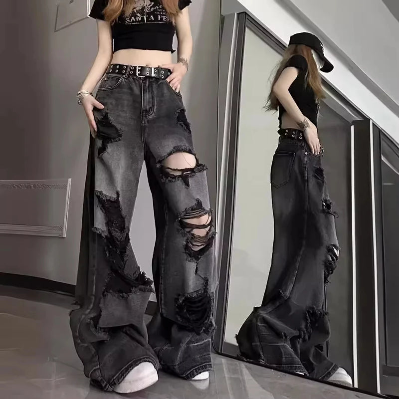 Distressed Bell-Bottom Jeans | MzStar Fashion