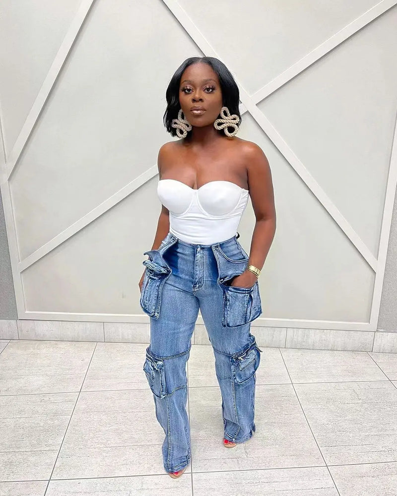 Distressed Ankle Cargo Jeans | MzStar Fashion | view 6