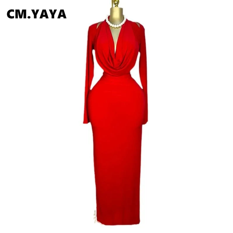 Pile Collar Long-Sleeve Maxi Dress | MzStar Fashion | view 4