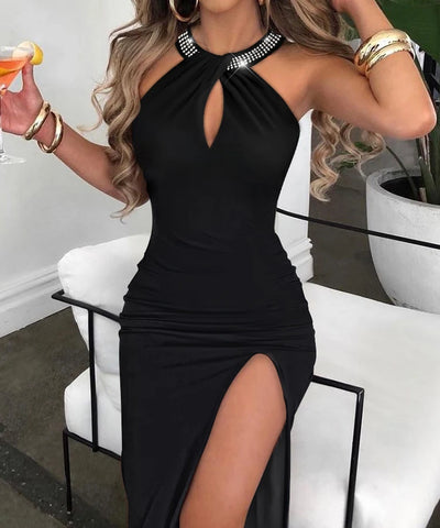 High-Slit Slim Midi Dress | MzStar Fashion