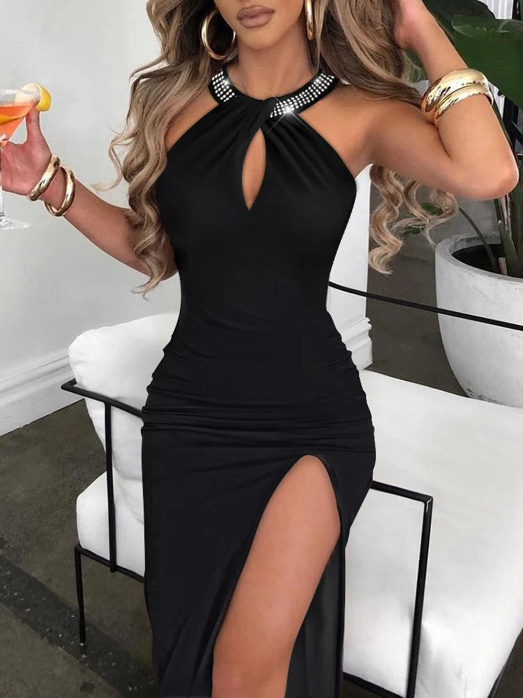 High-Slit Slim Midi Dress | MzStar Fashion