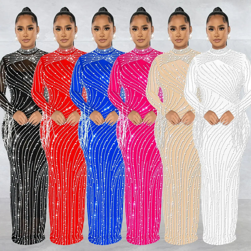 Sheer Rhinestone Evening Gown | MzStar Fashion | view 4