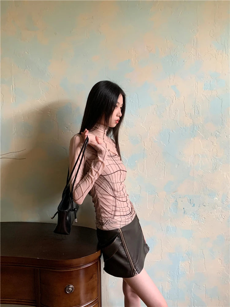 Sheer Mesh Turtleneck Top | MzStar Fashion | view 4