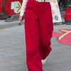 Retro Red Wide-Leg Jeans | MzStar Fashion | view 4