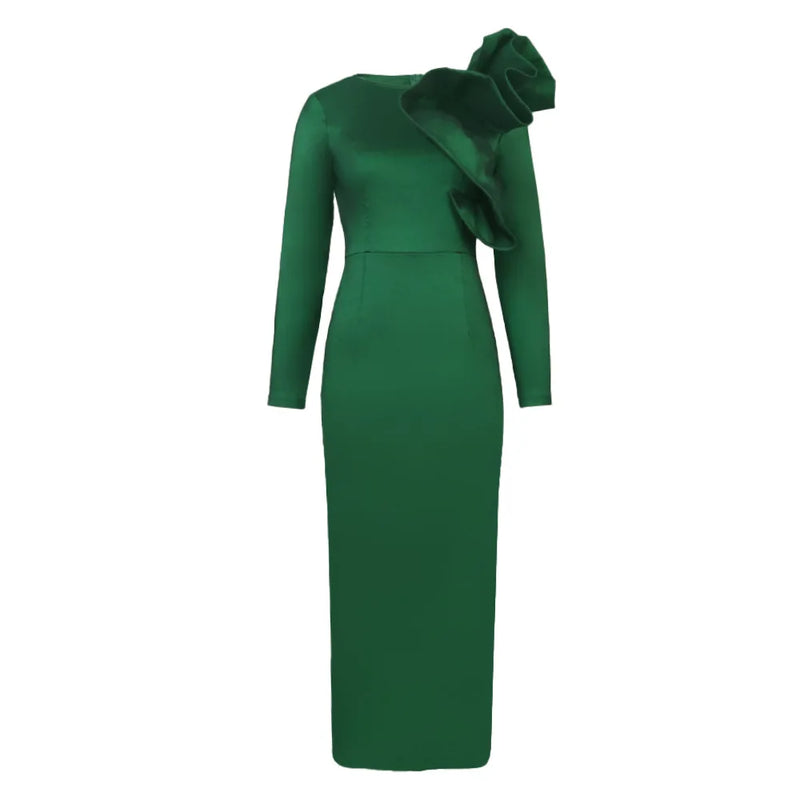 Plus-Size Ruffle Evening Gown | MzStar Fashion | view 3