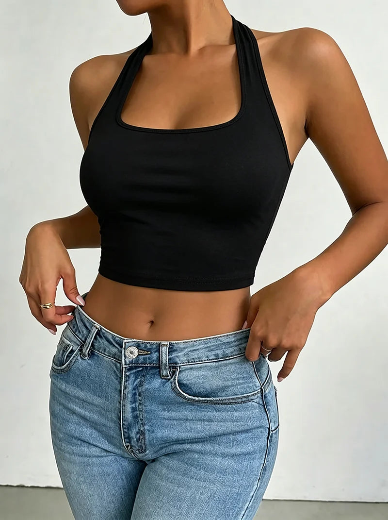 Backless Square-Neck Halter Top | MzStar Fashion | view 8