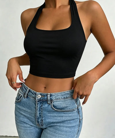 Backless Square-Neck Halter Top | MzStar Fashion