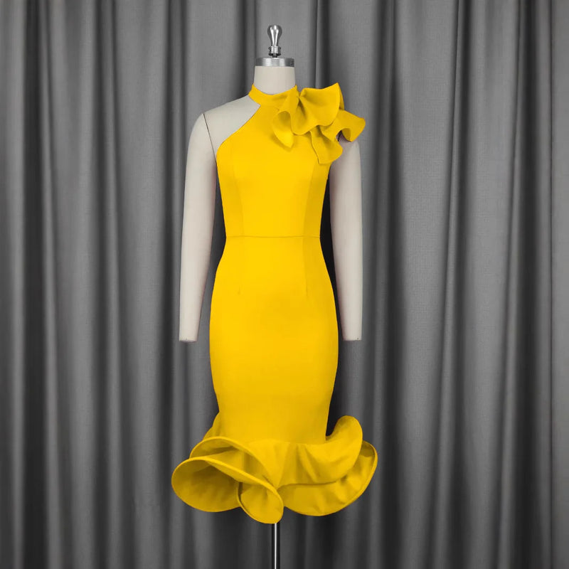 Plus-Size Lace One-Shoulder Dress | MzStar Fashion | view 3