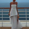 White Mesh Strapless Gown | MzStar Fashion