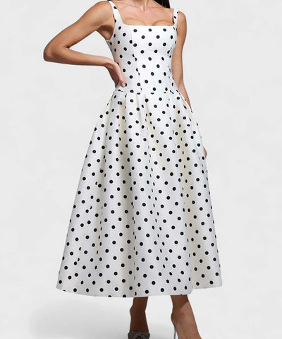 Polka Dot Strapless Maxi Dress