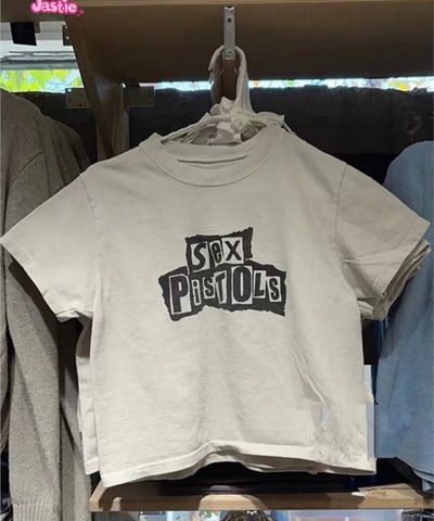 Vintage Letter Crop Tee | MzStar Fashion