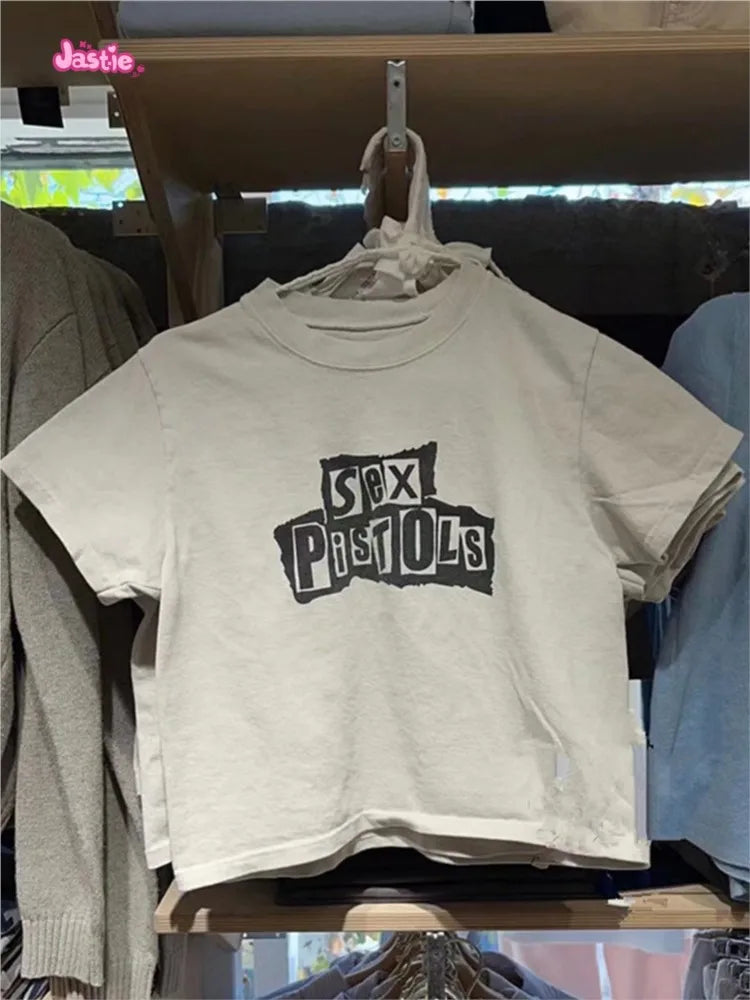 Vintage Letter Crop Tee | MzStar Fashion