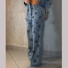 Flower Bead Wide-Leg Jeans | MzStar Fashion | view 2