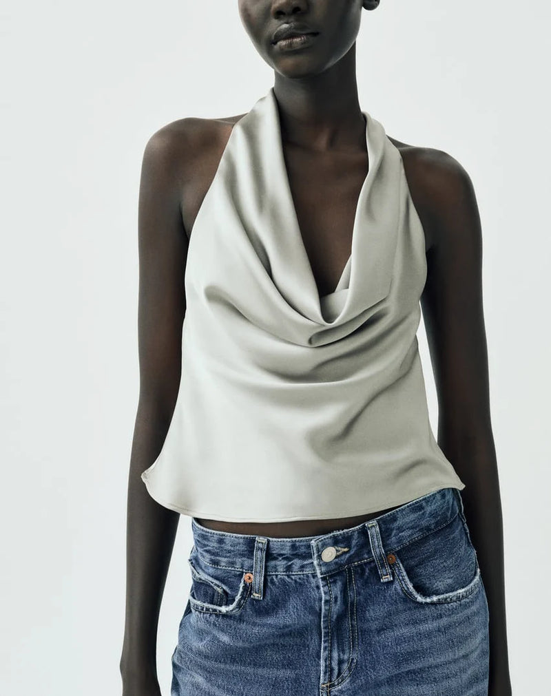 Satin Bow Halter Top | MzStar Fashion | view 6