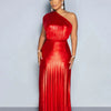 Golden Pleated One-Shoulder Gown | MzStar Fashion | view 3