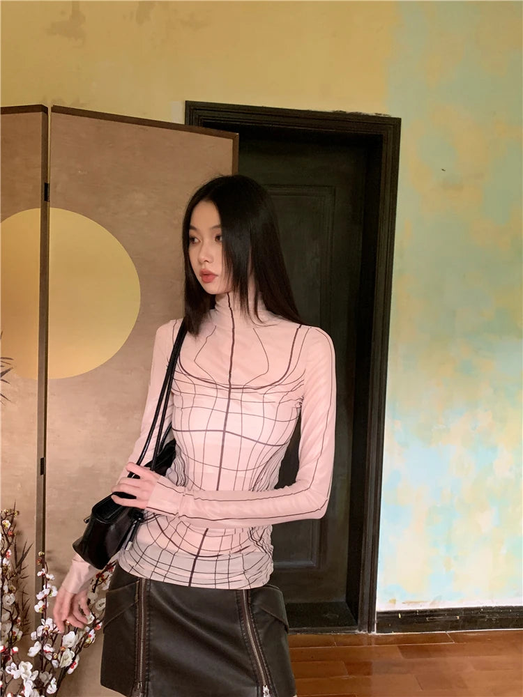 Sheer Mesh Turtleneck Top | MzStar Fashion | view 3