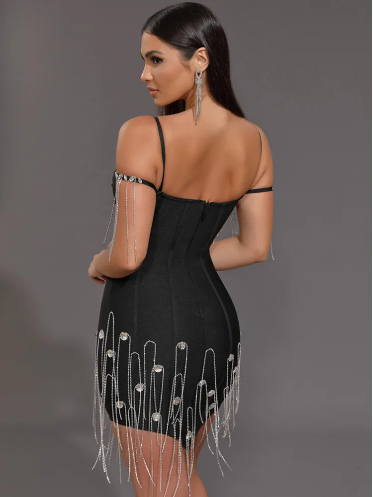 Crystal Beaded Bandage Mini Dress | MzStar Fashion | view 5