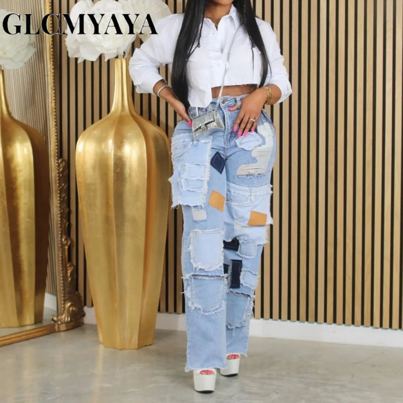 Pocket Patchwork Vintage Pants | MzStar Fashion | view 2