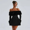 Off-Shoulder Long-Sleeve Mini Dress | MzStar Fashion | view 3