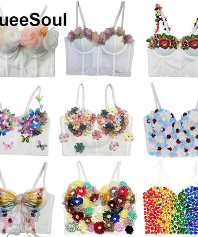White Flower Bow Corset Top | MzStar Fashion