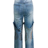 Striped Embroidery Straight Jeans | MzStar Fashion | view 6