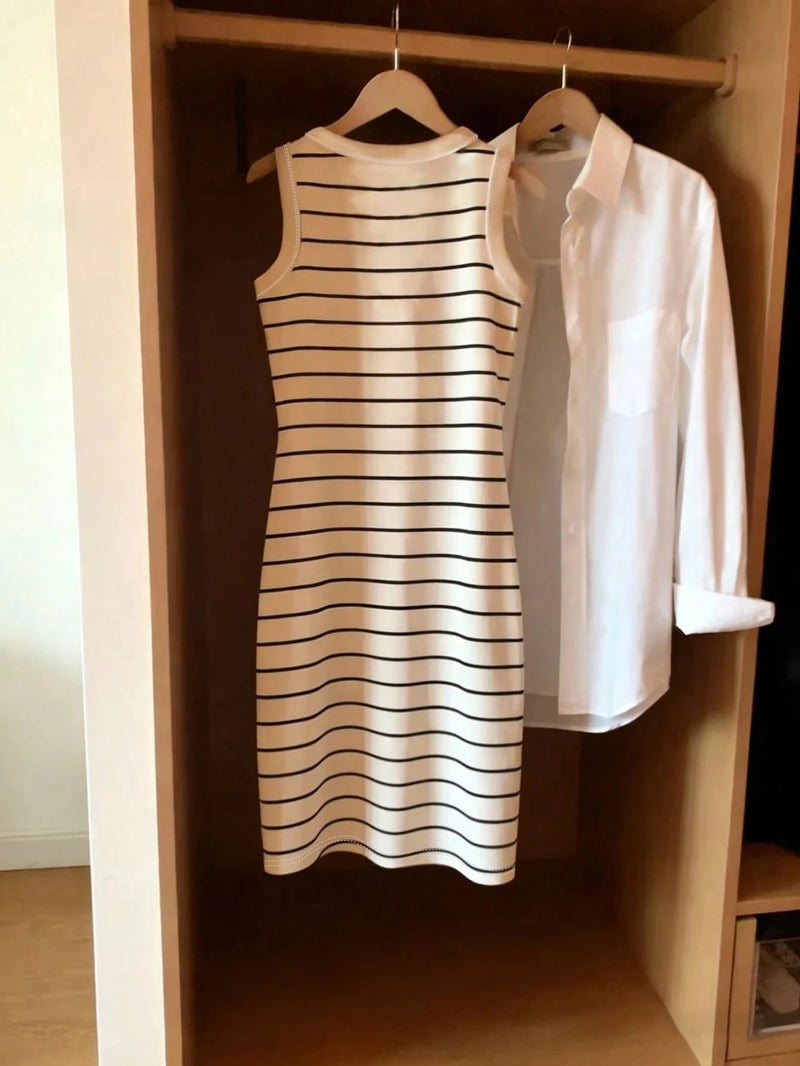 Striped Round-Neck Tank Dress | MzStar Fashion | view 2